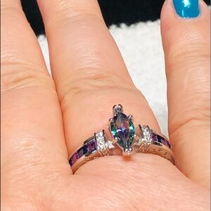 ♦️💍Sterling silver ring marquise mystic topaz